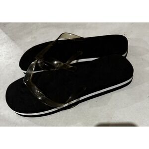 Vintage Marathon Flip Flops Sandal Black /White Beach Pool US Size 10.5 Unisex